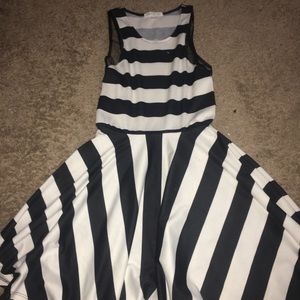 Black and white striped dress